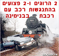 שני הרוגים ושני פצועים, הלילה בהתנגשות בין רכב לרכבת משא בבנימינה